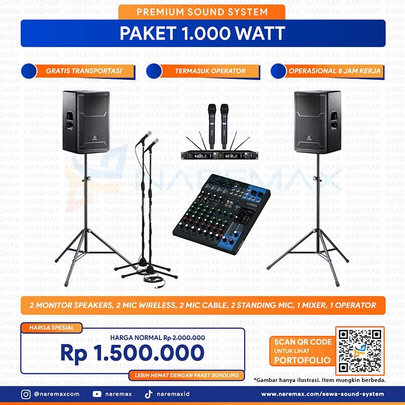 Vendor Sewa Sound System Murah Jakarta Paket 1000 Watt - Daftar Harga Pricelist Rental Jasa Sewa Sound System Bogor Depok Tangerang Bekasi Bandung Surabaya Bali Terbaik