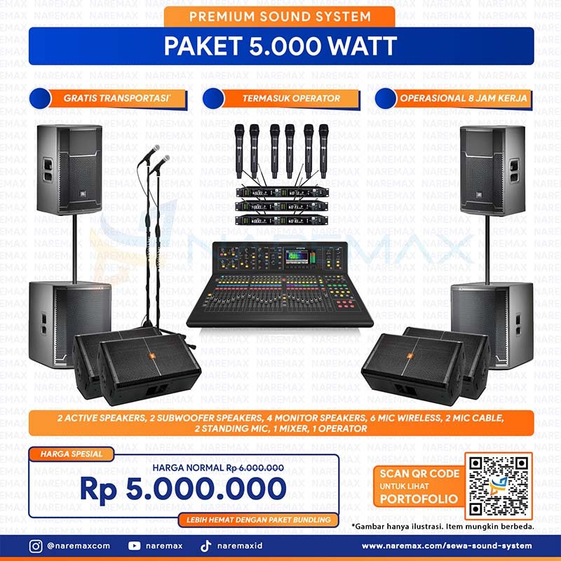 Vendor Sewa Sound System Murah Jakarta Paket 5000 Watt - Daftar Harga Pricelist Rental Jasa Sewa Sound System Bogor Depok Tangerang Bekasi Bandung Surabaya Bali Terbaik