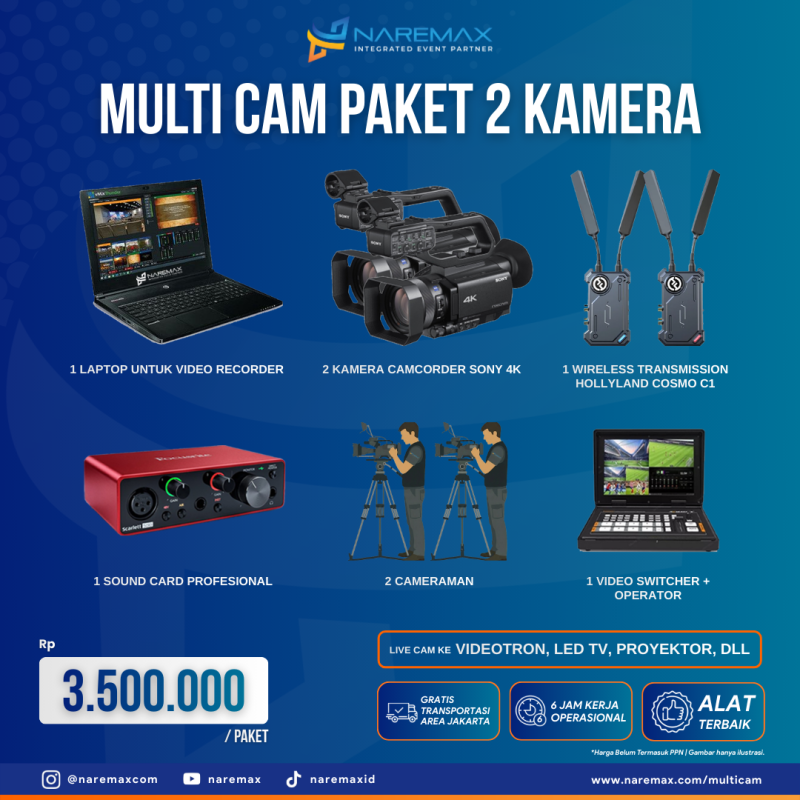 Jasa Live Cam Multicam Hybrid Murah Paket 2 Kamera - Vendor Jasa Live Streaming Murah Jakarta Bogor Depok Tangerang Bekasi